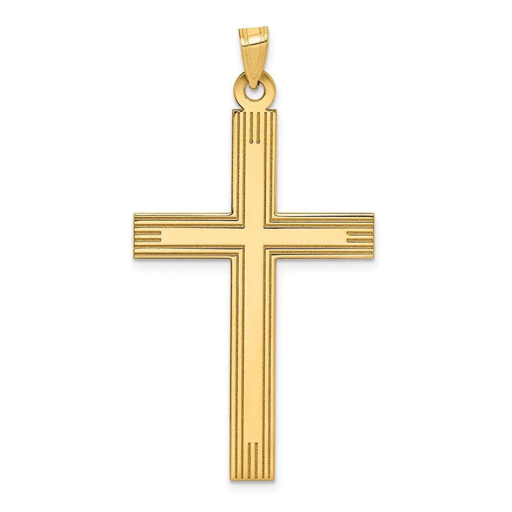 Diamond2Deal 14k Yellow Gold Laser Etched Cross Charm