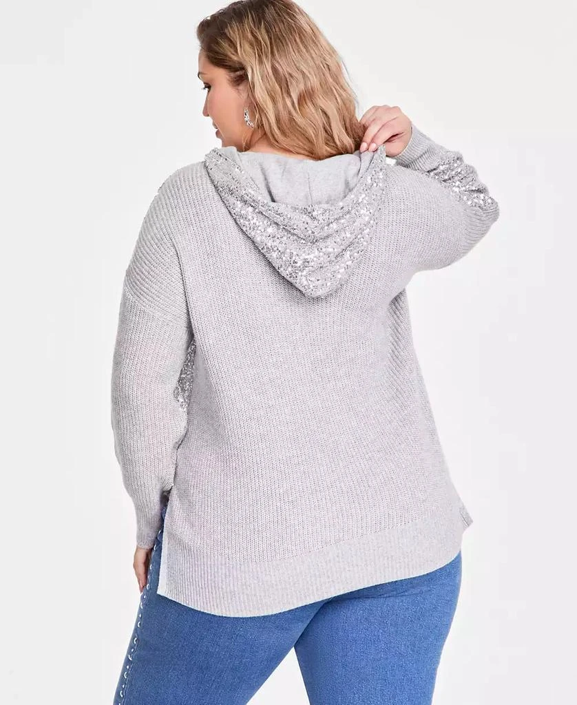 INC International Plus Size Sequin Sweater Hoodie, Created for Macy's 4