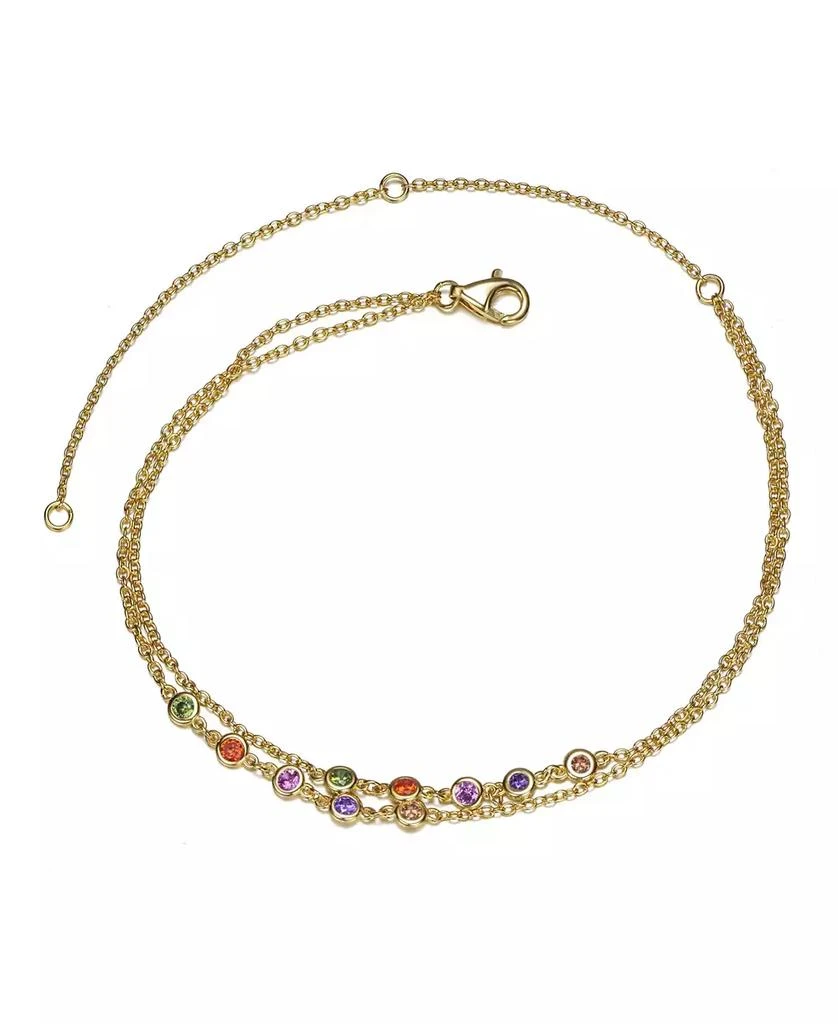 GiGiGirl 14k Gold Plated Multi Color Double Layer Rolo Chain Anklet, Adjustable Length