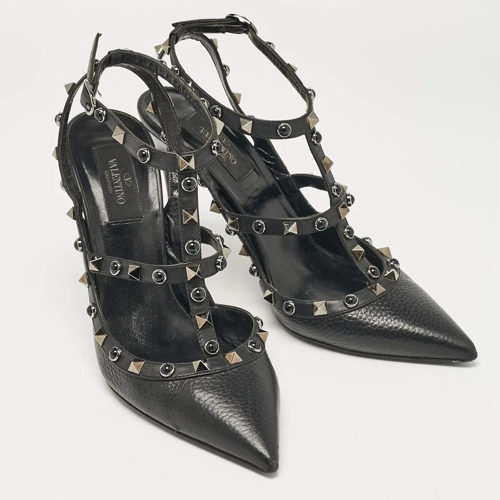 Valentino Valentino Black Leather Rockstud Strappy Pointed Toe Pumps Size 39 4