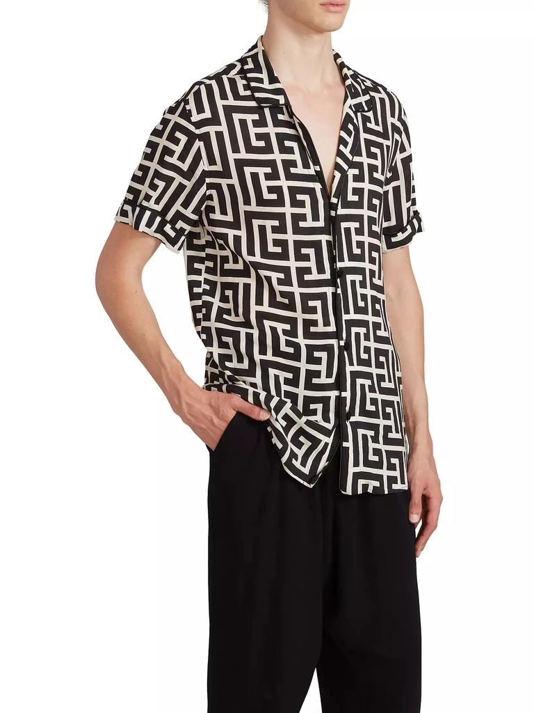 Balmain Monogram-Print Button-Up Shirt 6