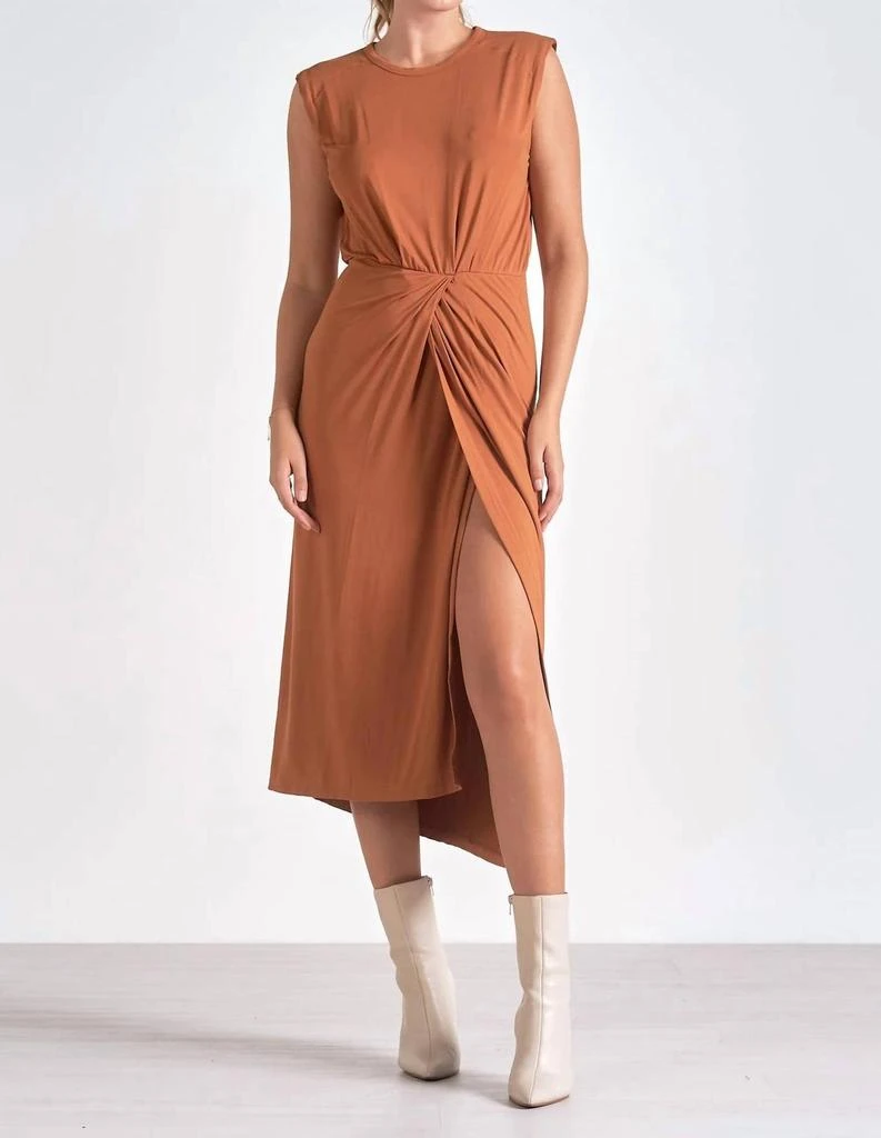 open lace back dress Nova Tie Back Dress in Burnt Orange – OMNES main image 1