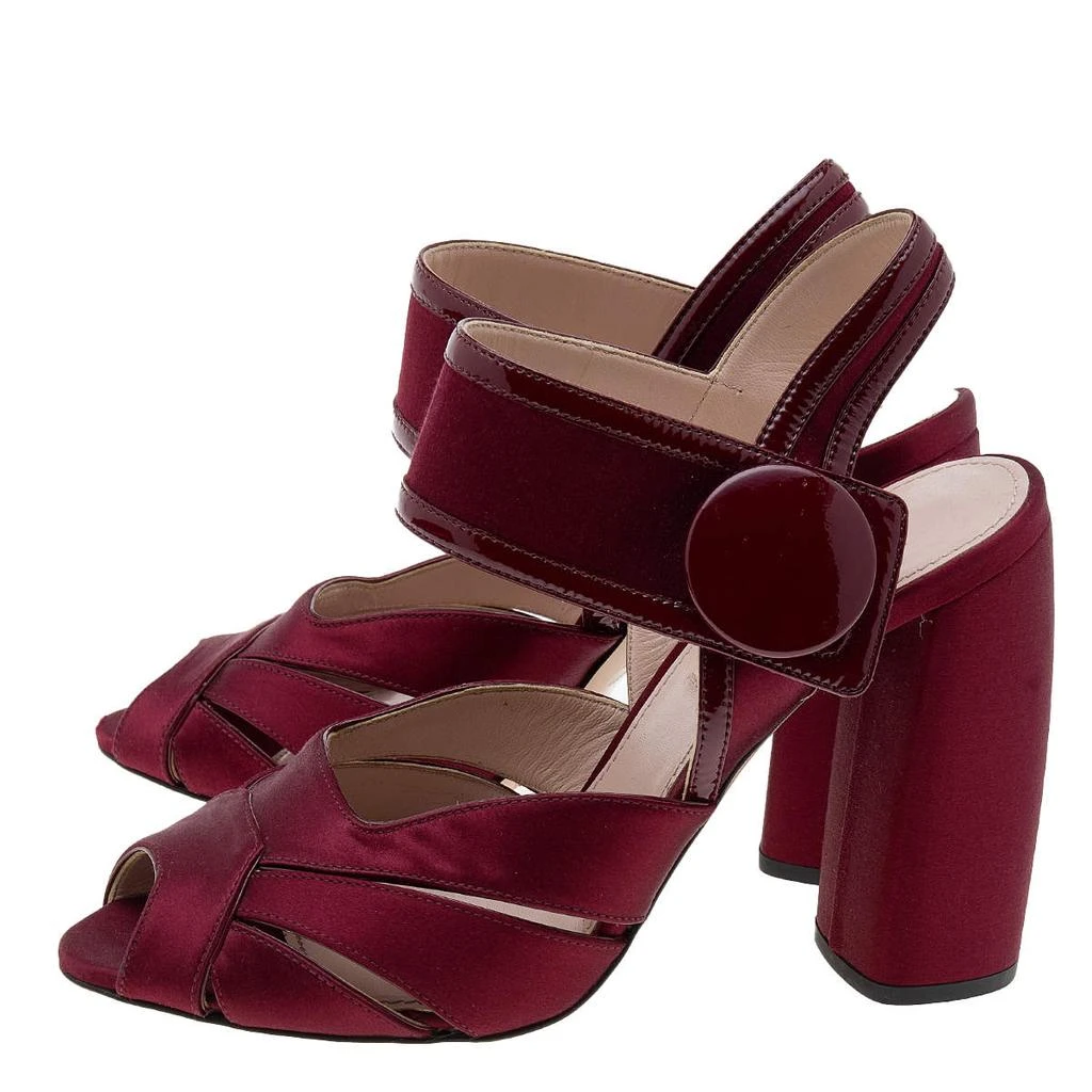 Miu Miu Miu Miu Burgundy Satin and Patent Leather Ankle Strap Sandals Size 36 4