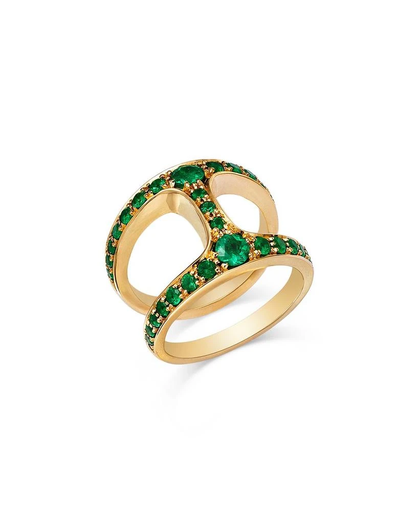 Hoorsenbuhs 18K Yellow Gold Brute Phantom Emerald Ring 1