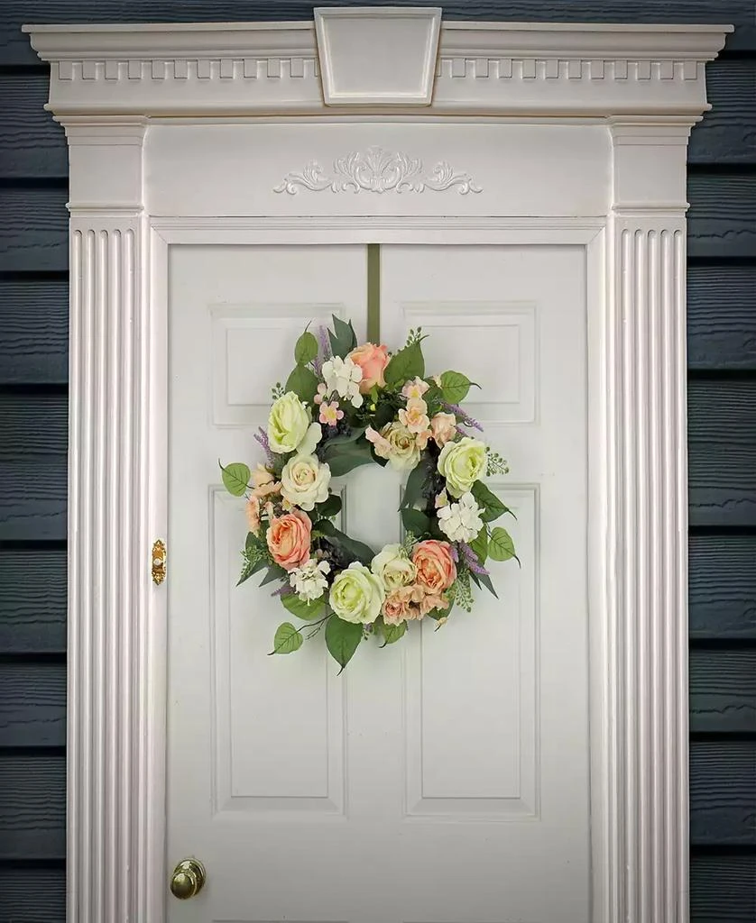 National Tree Company 24 Rose and Peony Flowers Wreath 2