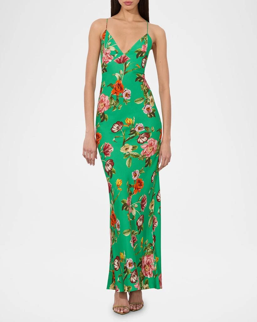 Alice + Olivia Hampton Floral Loma V-Neck Maxi Slip Dress 5