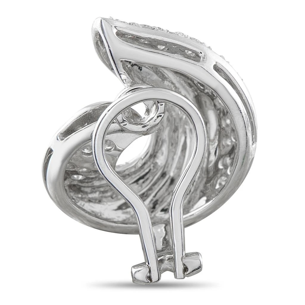 LB Exclusive 18K White Gold 1.72 ct Diamond Swirled Shell Clip-On Earrings MF31-011626 2