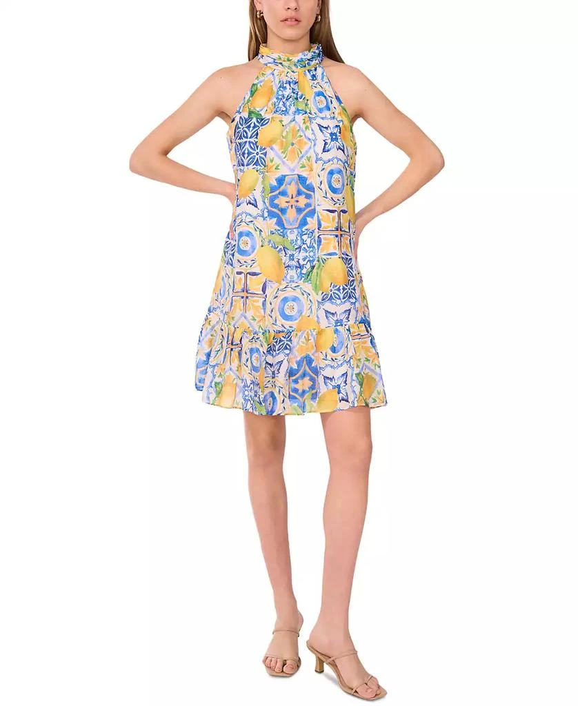 MSK Women's Printed Halter-Neck Ruffle Dress 1