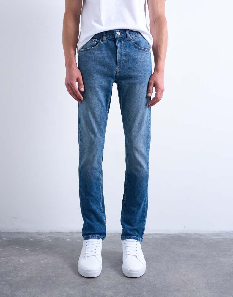 Topman Topman stretch skinny jean in mid wash