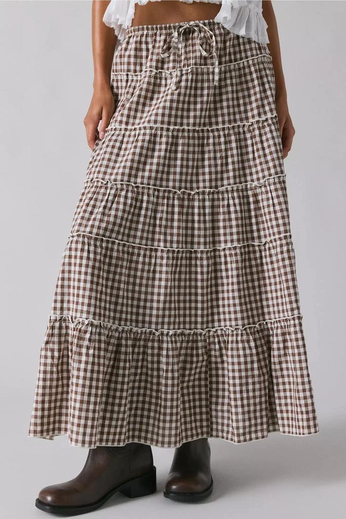 urban outfitters brown gingham dress Brown Latin Dress | Rhythm | Marabou Feathers main image 0