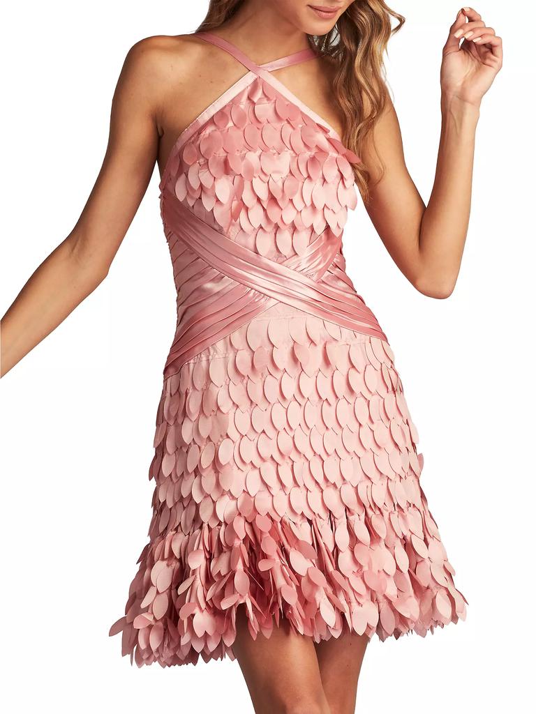 Sho by Tadashi Shoji Satin Cross-Over Petal Minidress