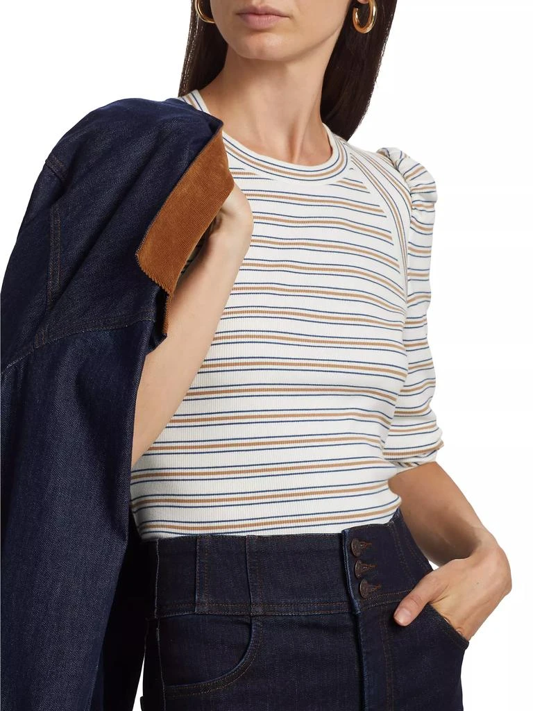 VERONICA BEARD Delano Striped Stretch-Cotton Top 6