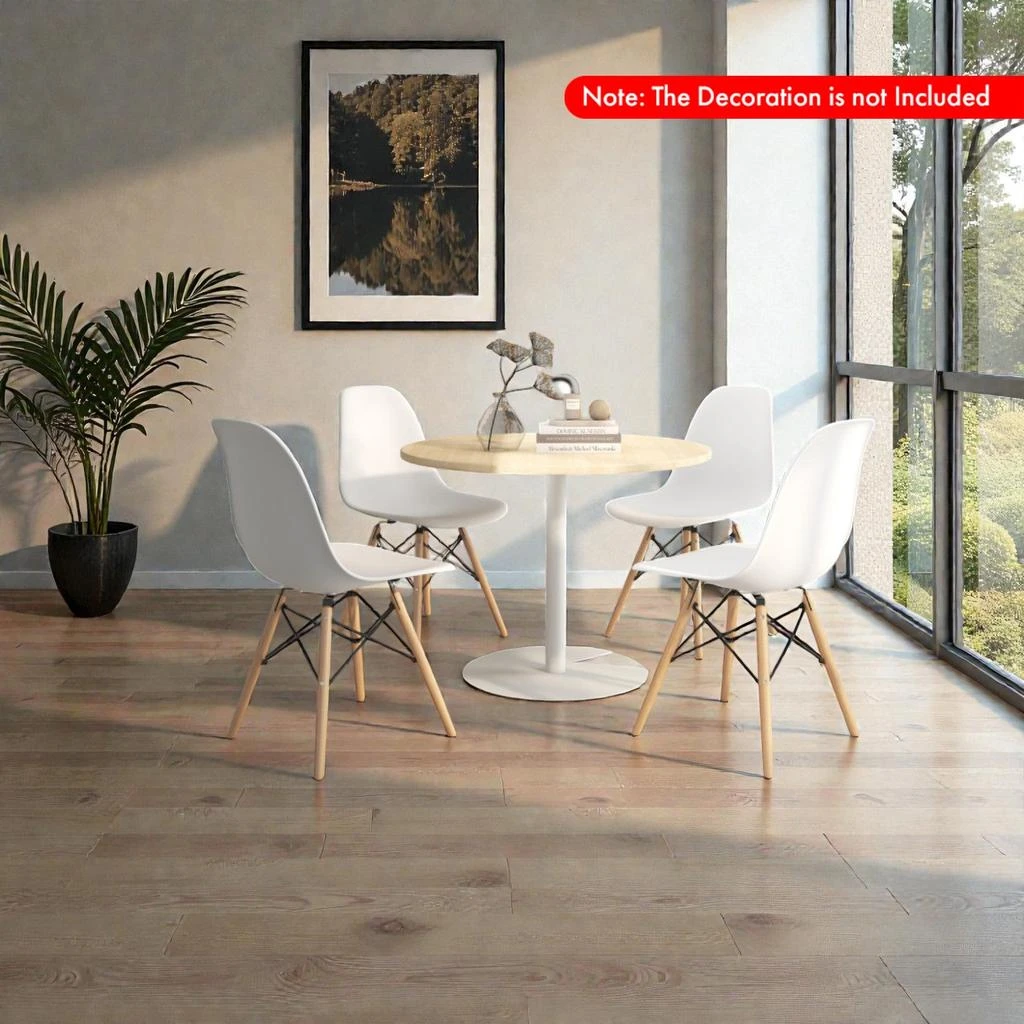 Hivvago Four Modern Dining Chairs Featuring Plastic Seat and Wood Frame 2