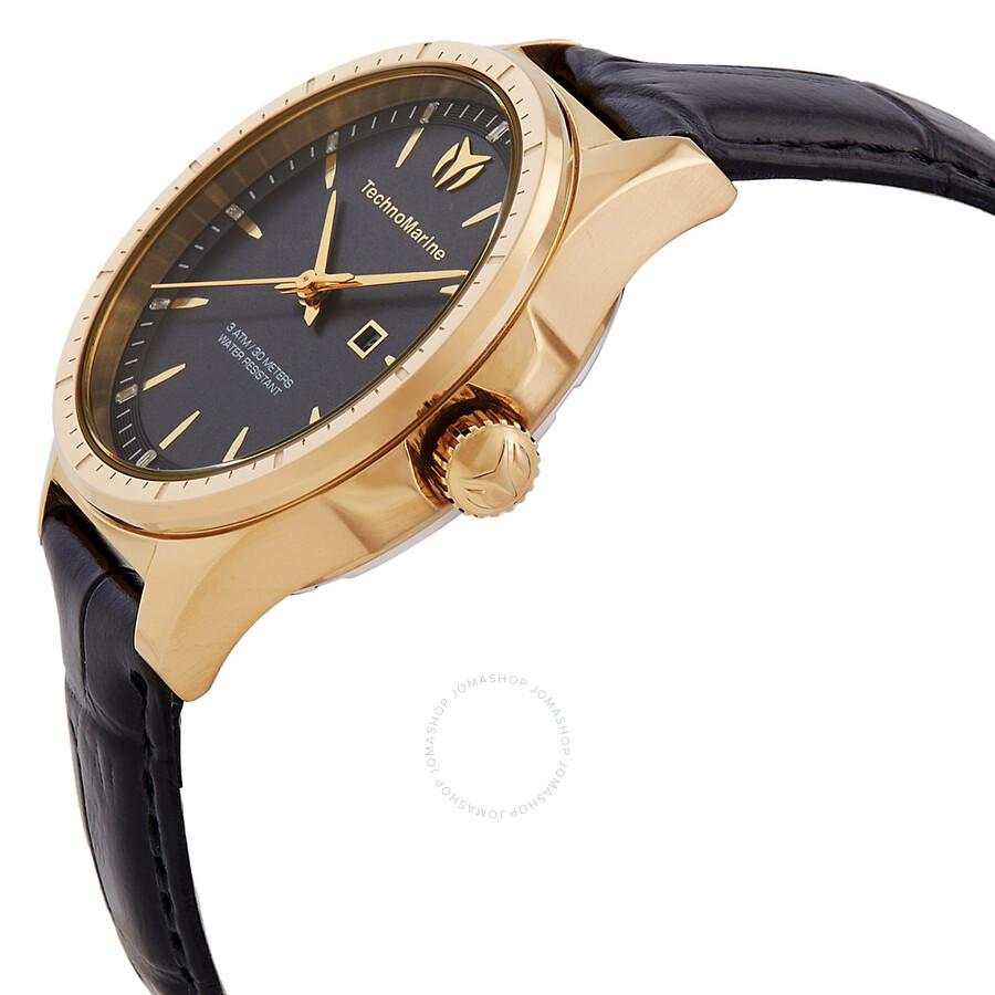 TechnoMarine MoonSun Date Quartz Charcoal Dial Ladies Watch TM-822044