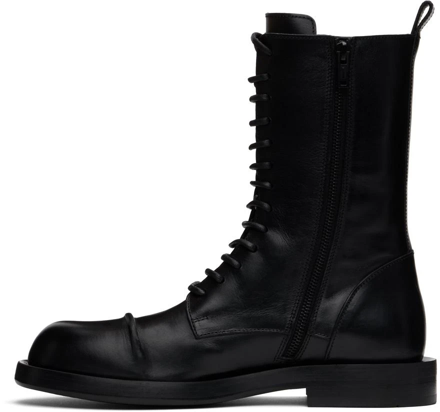ANN DEMEULEMEESTER Black Gillian Pintuck Combat Boots 3
