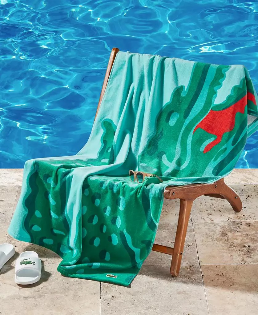 Lacoste Lacoste Crocodile Print Cotton Beach Towel, 36" x 72"