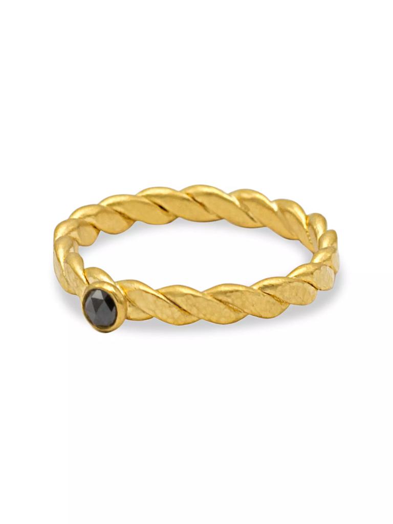 Gurhan 22K & 24K Yellow Gold & Black Diamond Twist Stacking Ring
