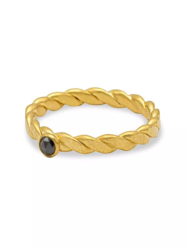 Gurhan 22K & 24K Yellow Gold & Black Diamond Twist Stacking Ring 2