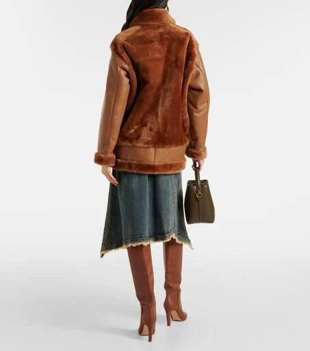 BLANCHA Shearling-trimmed leather jacket 3