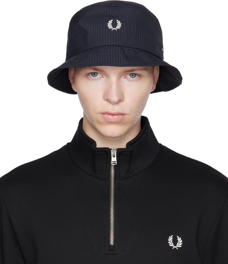 ★FRED PERRY★ Toweling Dual Branded Bucket Hat Navy CFPU241 Fred Perry Navy Dual Branded Bucket Hat - Hats - BeyondStyle