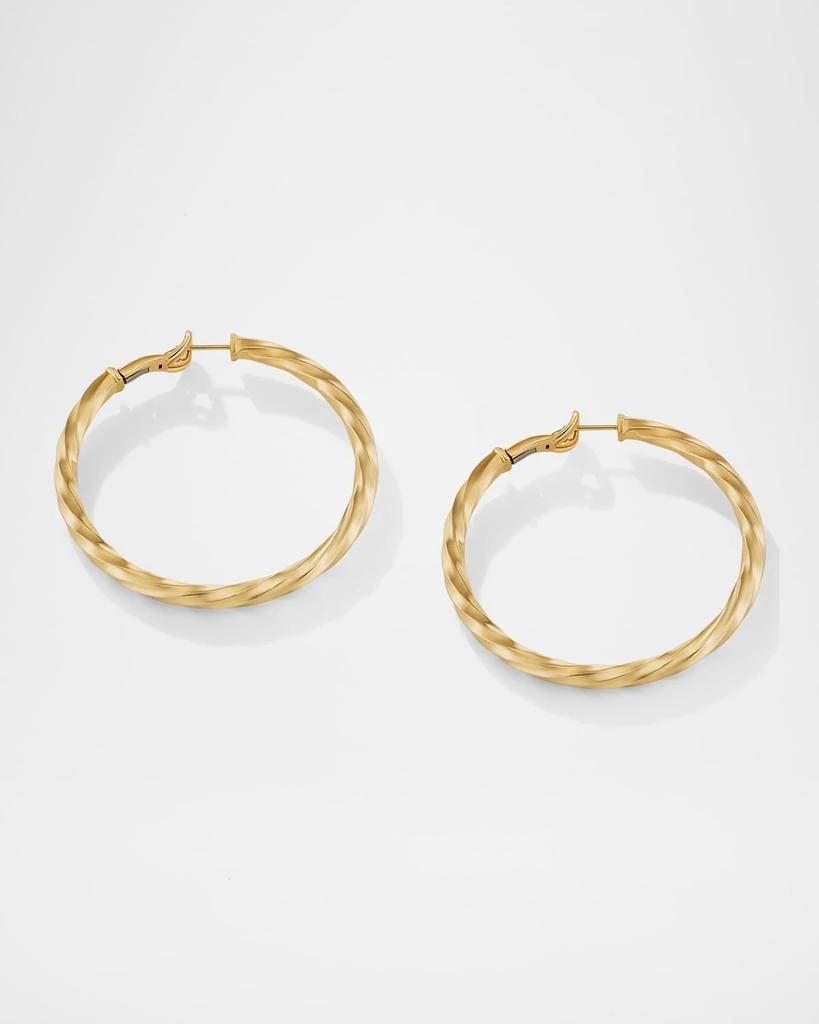David Yurman Cable Edge Hoop Earrings in 18K Gold, 2"L 2