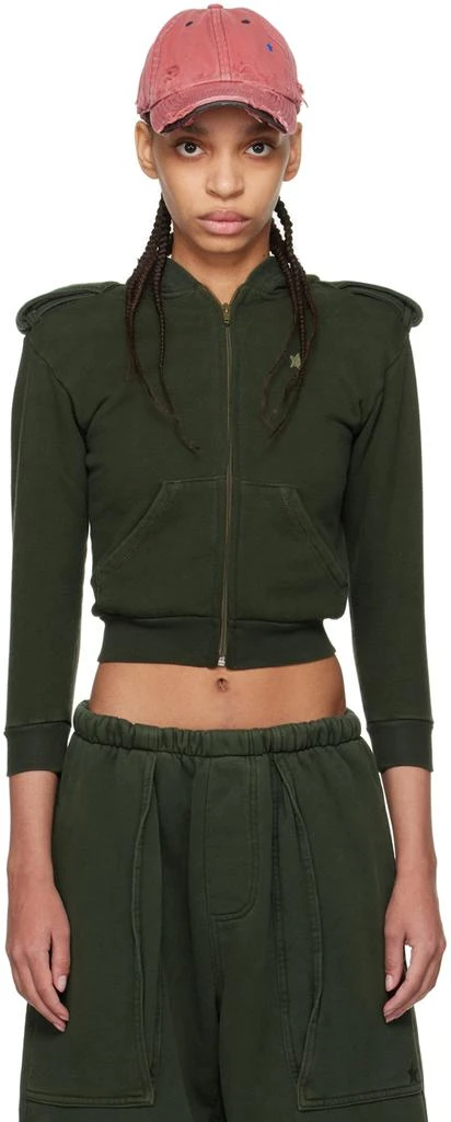 GREG ROSS Khaki Shrunken Military Hoodie 1