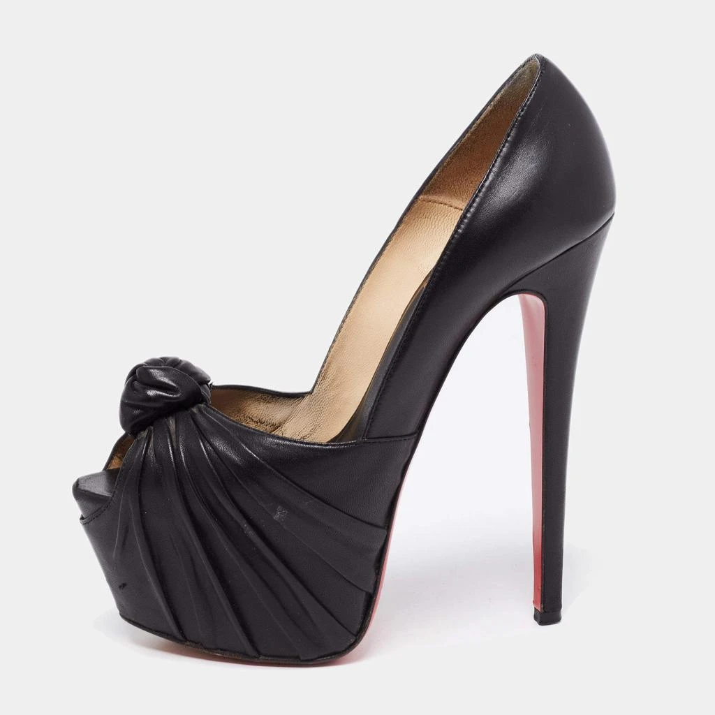 Christian Louboutin Christian Louboutin Black Leather Lady Gres Knotted 20th Anniversary Peep-Toe Platform Pumps Size 37 1