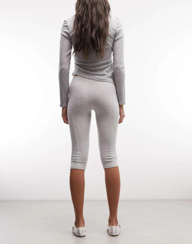 Monki Monki jersey stretch capri pants in grey melange 5