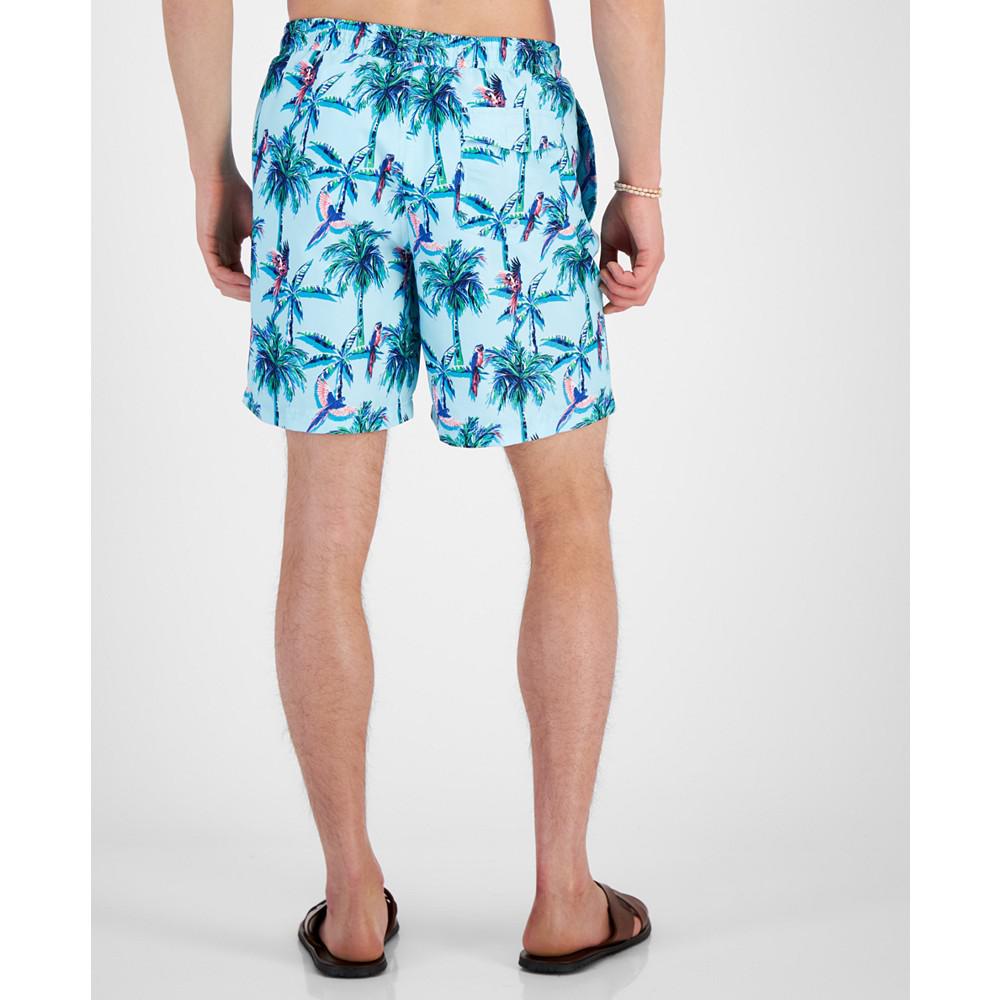 Club Room Men's Palm Parrot Quick-Dry Tropical-Print 7" Swim Trunks, Created for Macy's