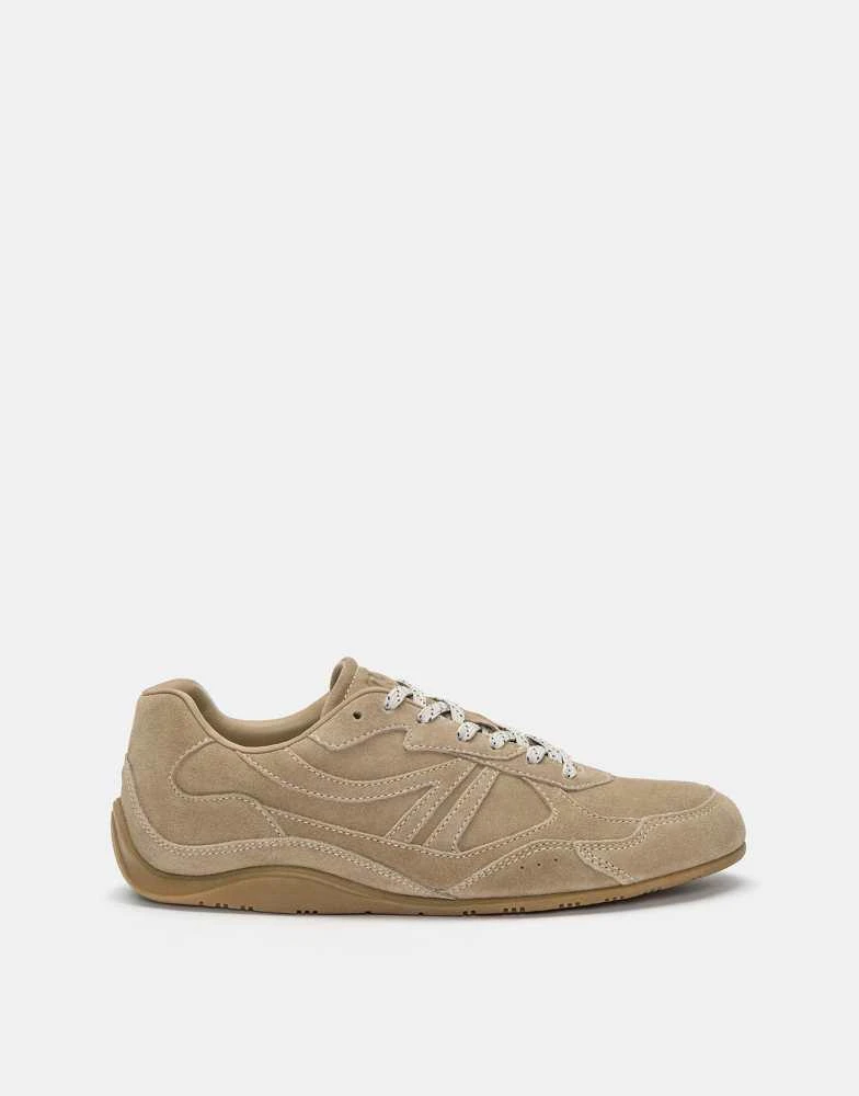 Pull&Bear Pull&Bear Split leather sneakers in brown 3