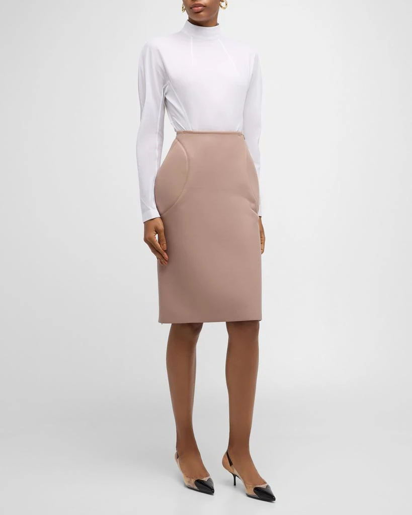 ALAIA Contour Stitched Leather Pencil Skirt 3