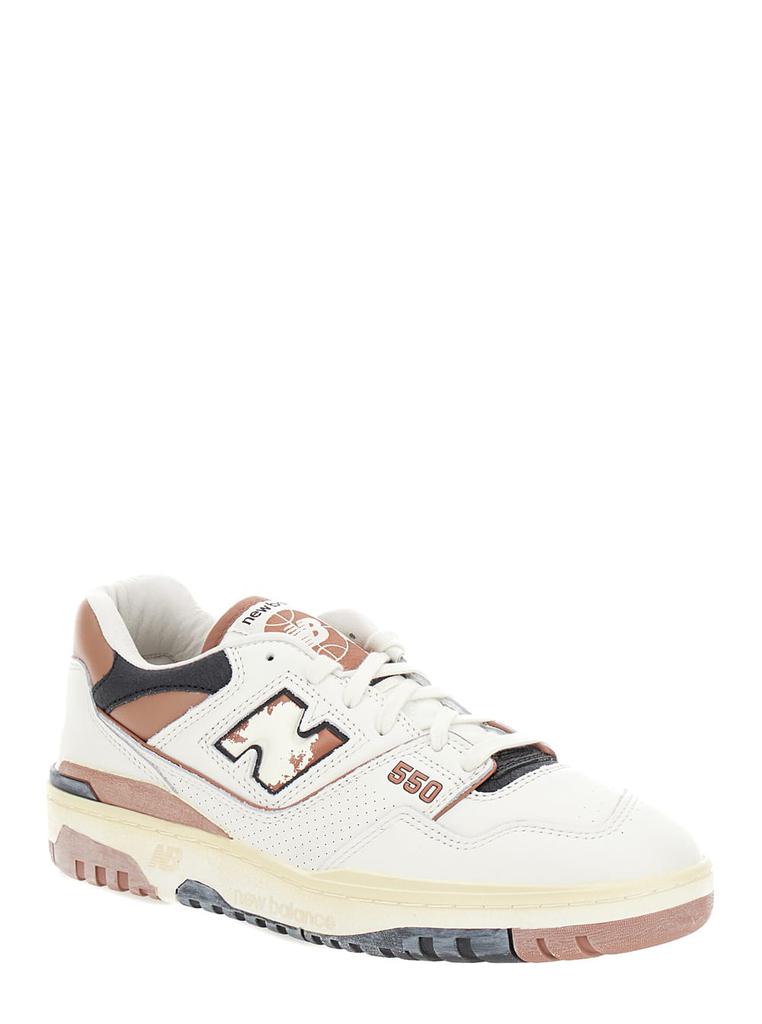 New Balance 550 White And Brown Low Top Sneakers With Logo And Contrasting Details In Leather Man