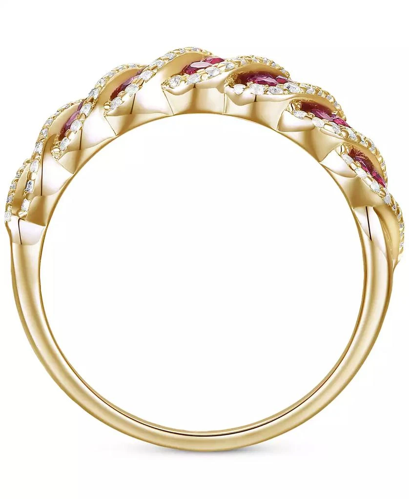 Macy's Sapphire (1 ct. t.w.) & Diamond (1/3 ct. t.w.) Diagonal Cluster Ring in 14k Gold (Also in Ruby & Emerald) 3