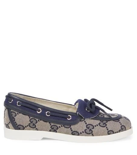 Gucci GG Canvas leather-trimmed boat shoes 3