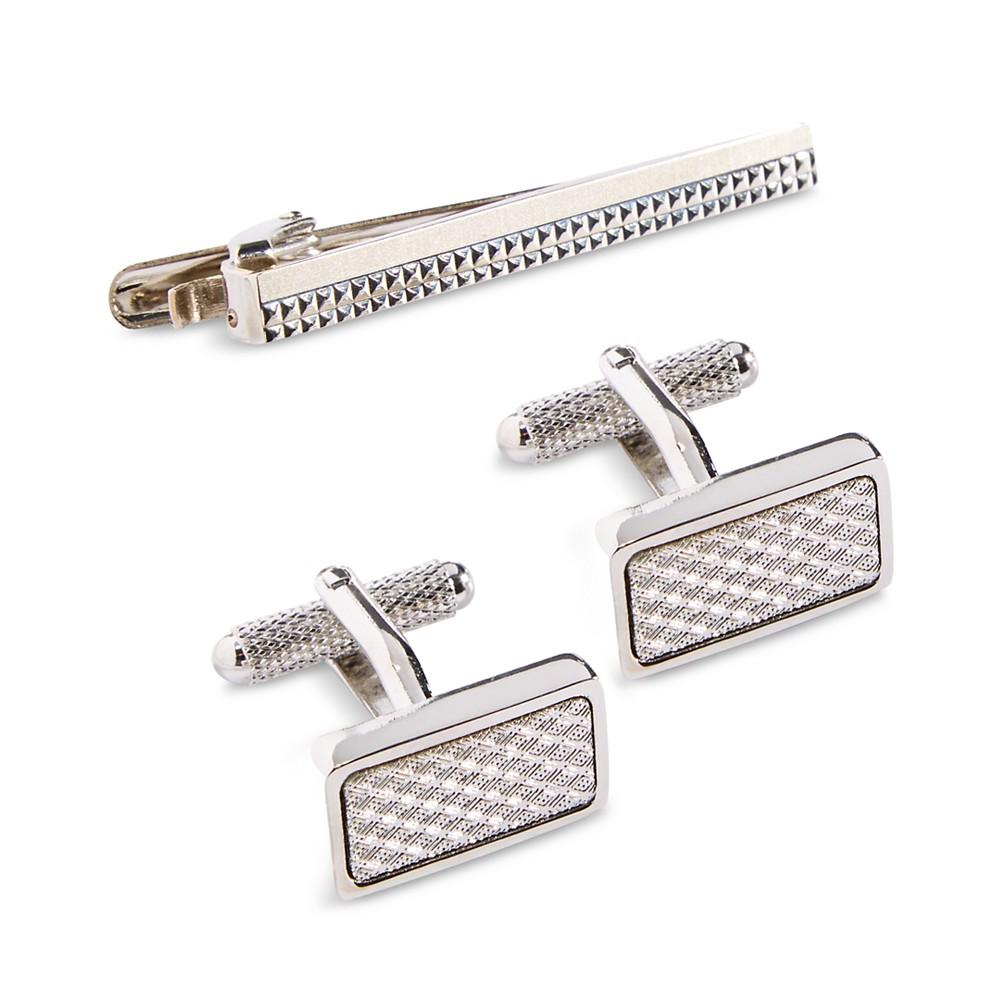 Perry Ellis Portfolio Knitting Cuff Links & Tie Bar Set