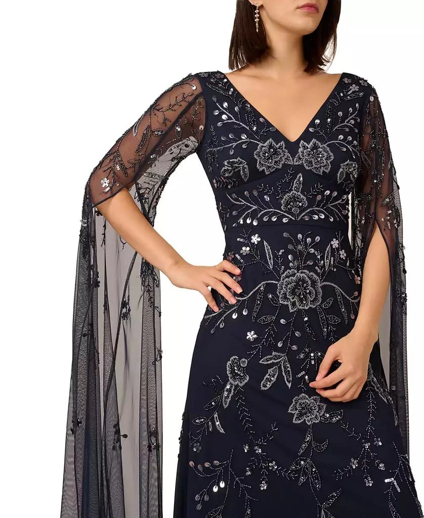 Adrianna Papell Women's Long-Sleeve Beaded Mesh Dress 5