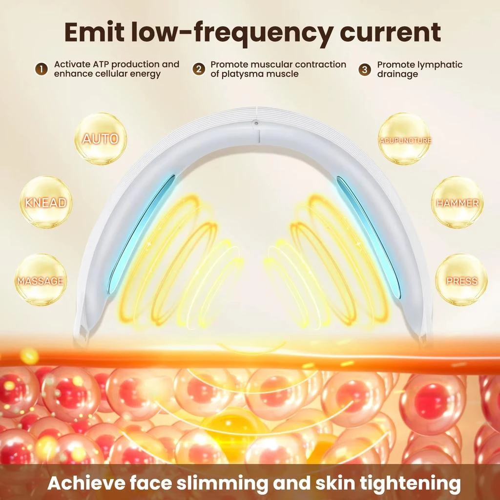 ERUULE Electric V-Face Lifting Device with 6 Modes and 8 Levels of EMS Micro-Current for Firming and Double Chin Reduction 3