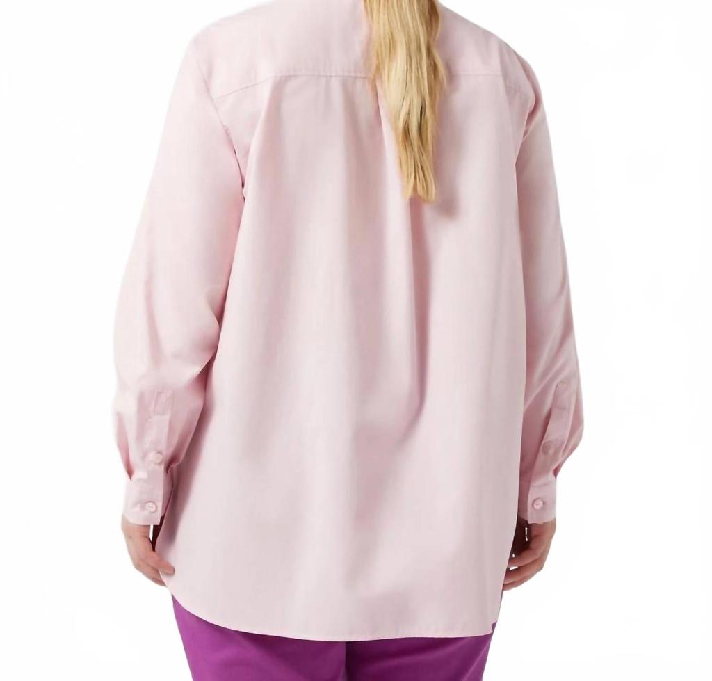 Marina Rinaldi Tartufo Poplin Embroidered Shirt In Pink Tropic