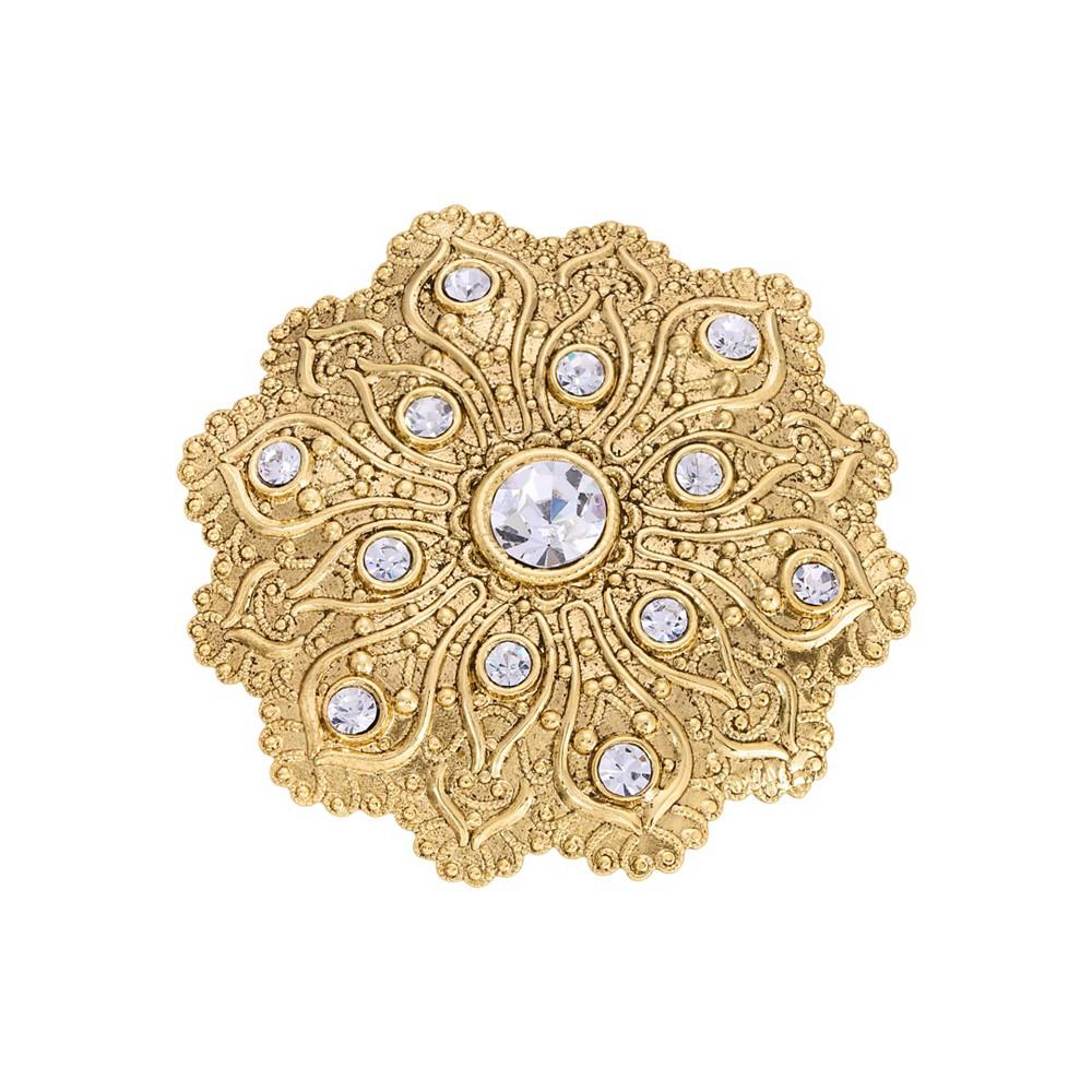 2028 Crystal Gold-Tone Flower Brooch