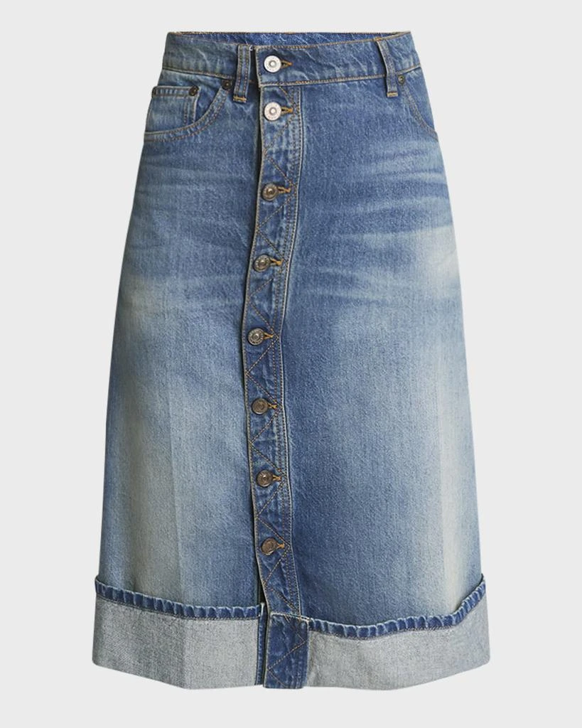 Victoria Beckham Button-Front Denim Skirt 1