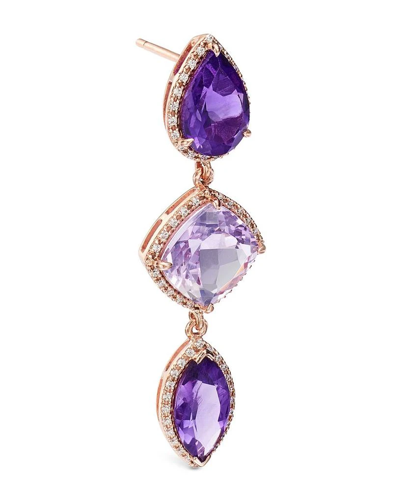 Bloomingdale
s Fine Collection Mixed Cut Multicolor Amethyst 
Diamond Drop Earrings in 14K Rose Gold 3