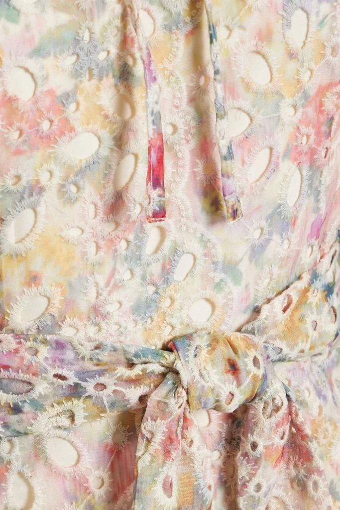 MIKAEL AGHAL Belted printed broderie anglaise midi dress 4