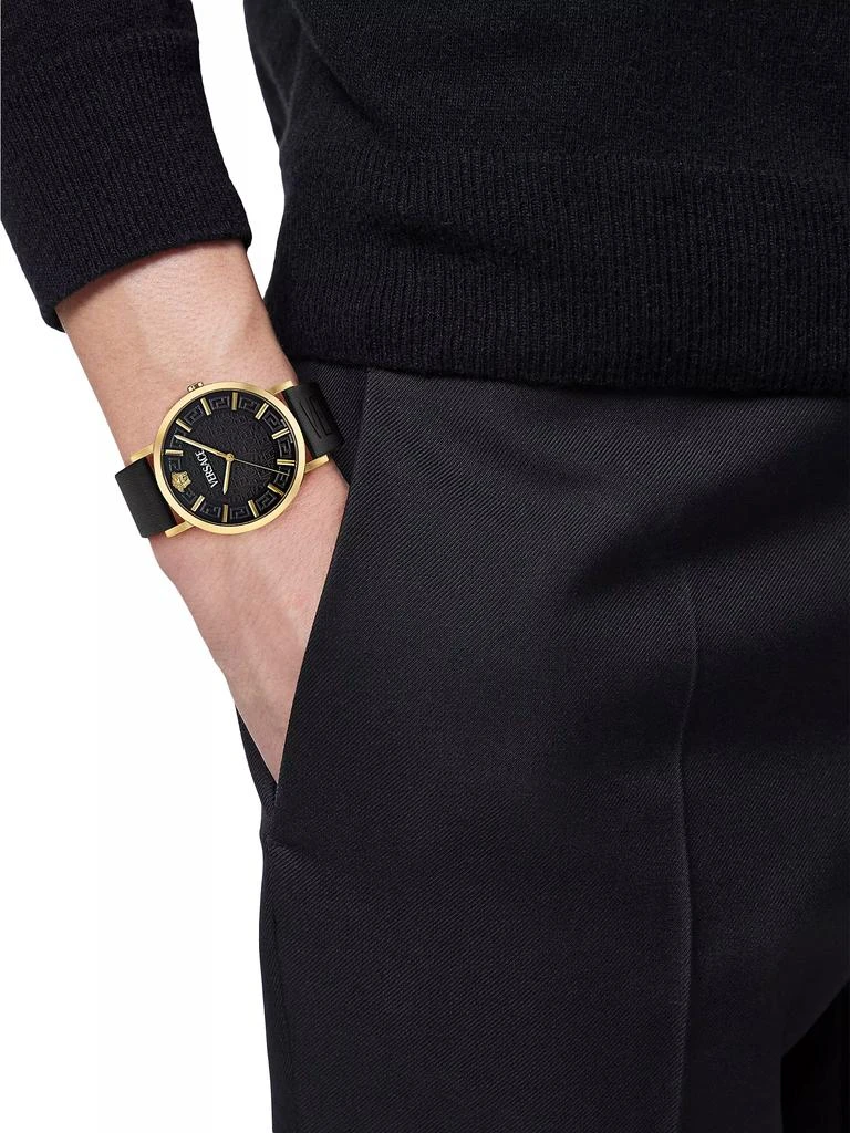 Versace Greca Slim IP Yellow Gold & Leather Strap Watch/40MM 2