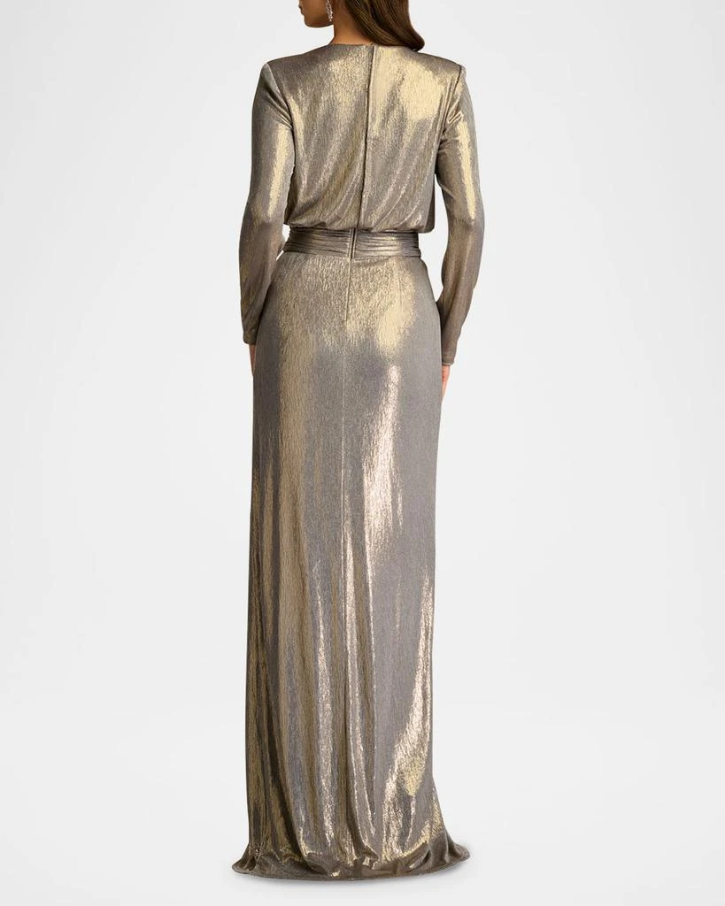 Tadashi Shoji Ruched Metallic Jersey Column Gown 3
