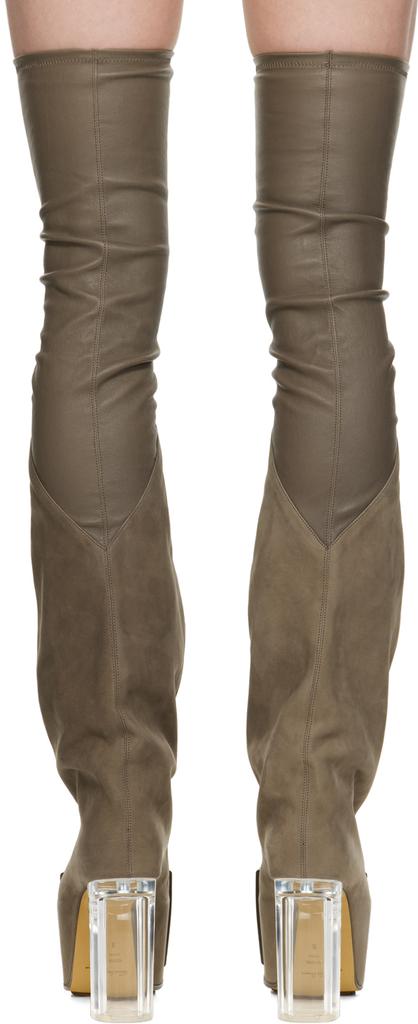 Rick Owens Gray Flared Platform Boots