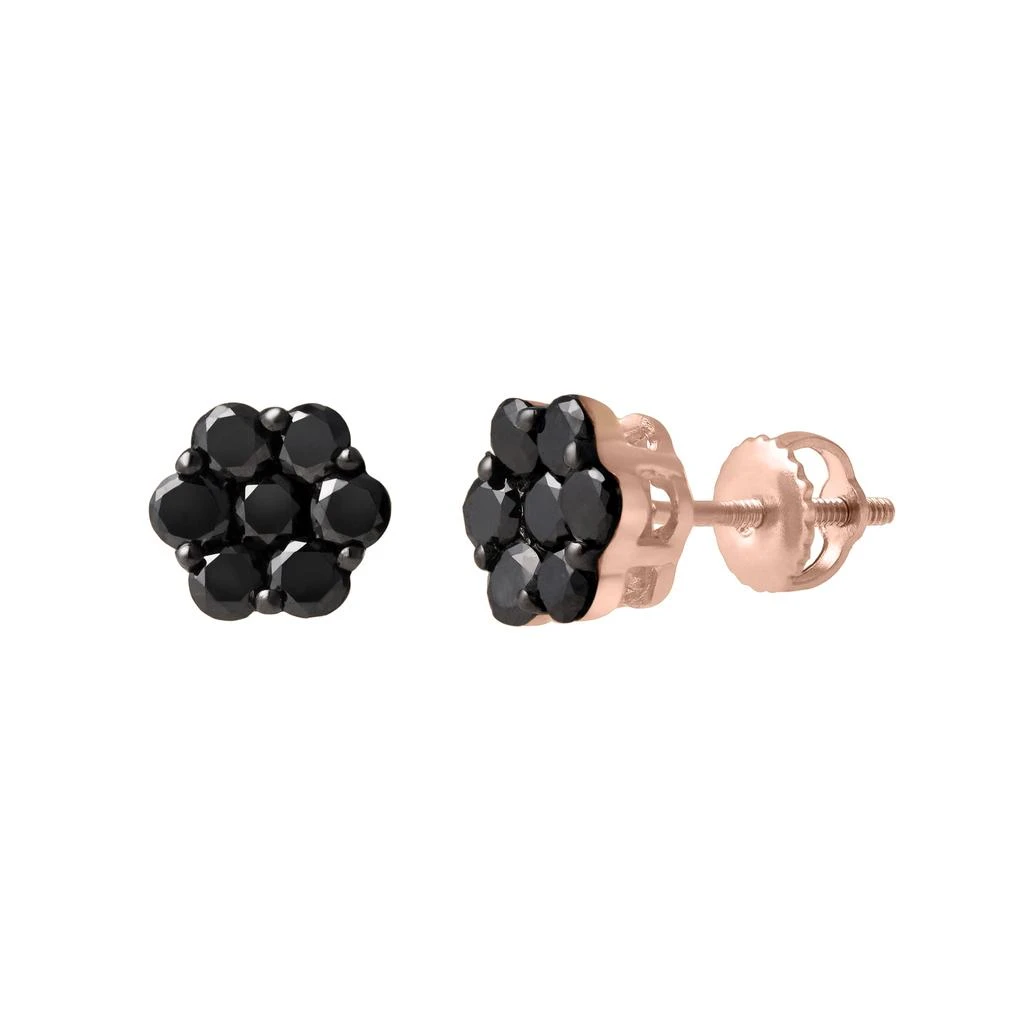 LuvMyJewelry Nova 0.75 Cts Black Diamond Cluster Studs 10K Gold Earrings 2