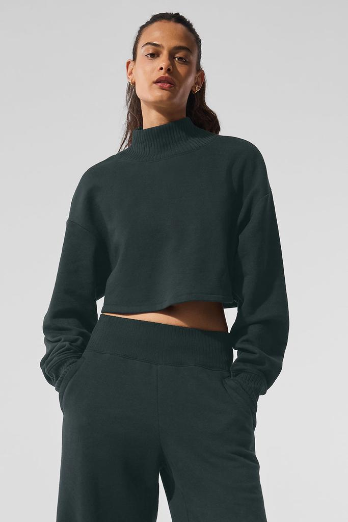 Alo Cropped Serenity Coverup - Charcoal Green - Hoodies - Compare
