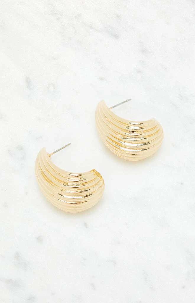 LA Hearts Ribbed Teardrop Hoop Earring 2