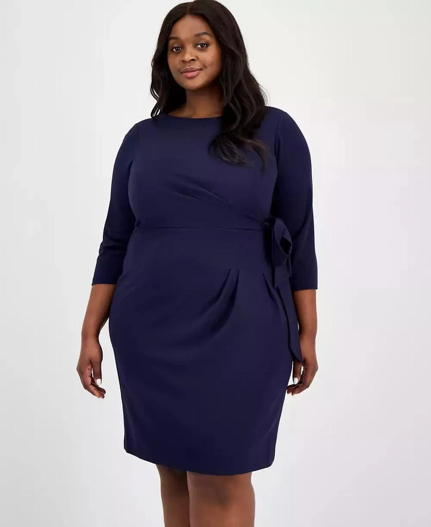 Tahari Tahari Plus Size Side-Tie Back-Belted 3/4-Sleeve Dress 2