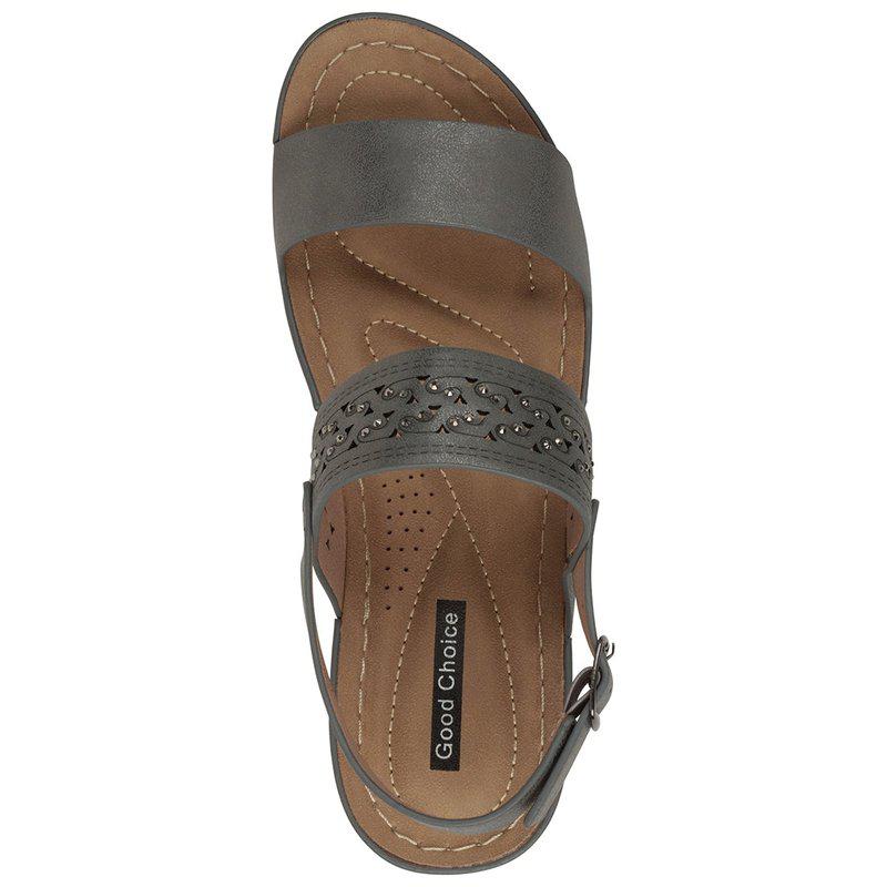 GC SHOES Foley Pewter Wedge Sandals